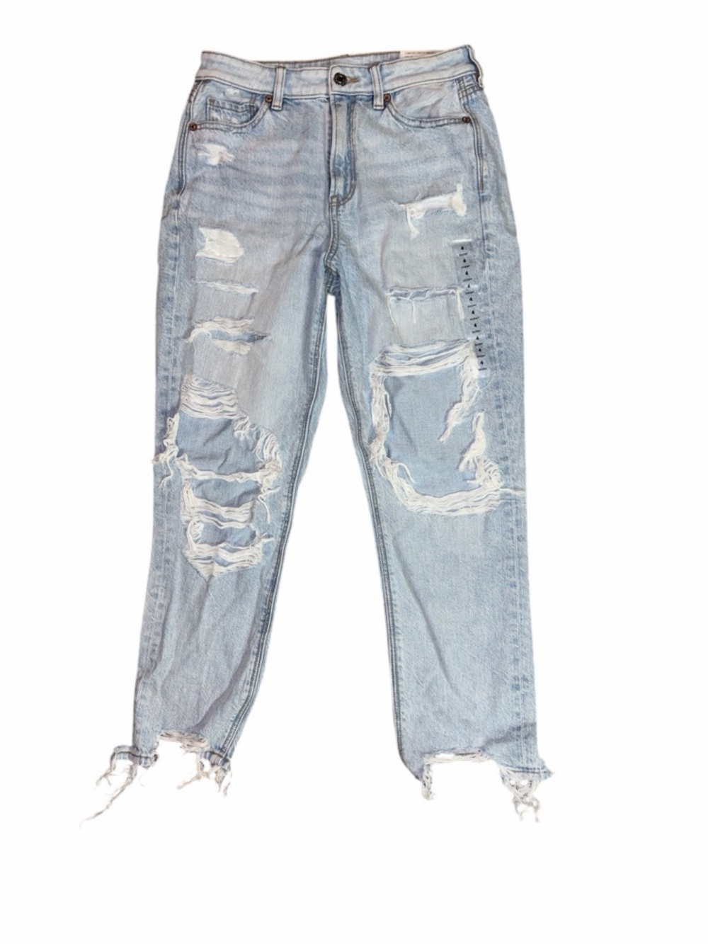 American Eagle Mom Jeans Y2K Distressed Light Wash High Rise 4 Short NWT